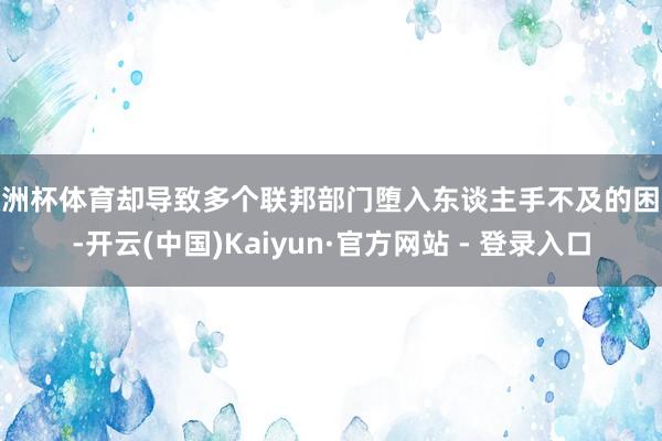 欧洲杯体育却导致多个联邦部门堕入东谈主手不及的困境-开云(中国)Kaiyun·官方网站 - 登录入口