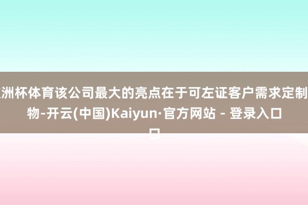 欧洲杯体育该公司最大的亮点在于可左证客户需求定制产物-开云(中国)Kaiyun·官方网站 - 登录入口