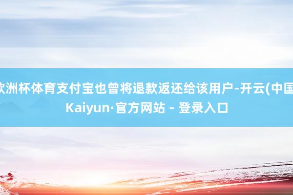 欧洲杯体育支付宝也曾将退款返还给该用户-开云(中国)Kaiyun·官方网站 - 登录入口