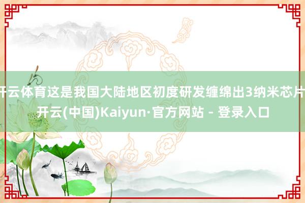 开云体育这是我国大陆地区初度研发缠绵出3纳米芯片-开云(中国)Kaiyun·官方网站 - 登录入口